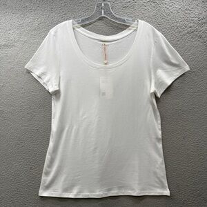 New Quince White Crew Neck Tee Shirt Top Soft Cotton Modal Short Sleeve Size M
